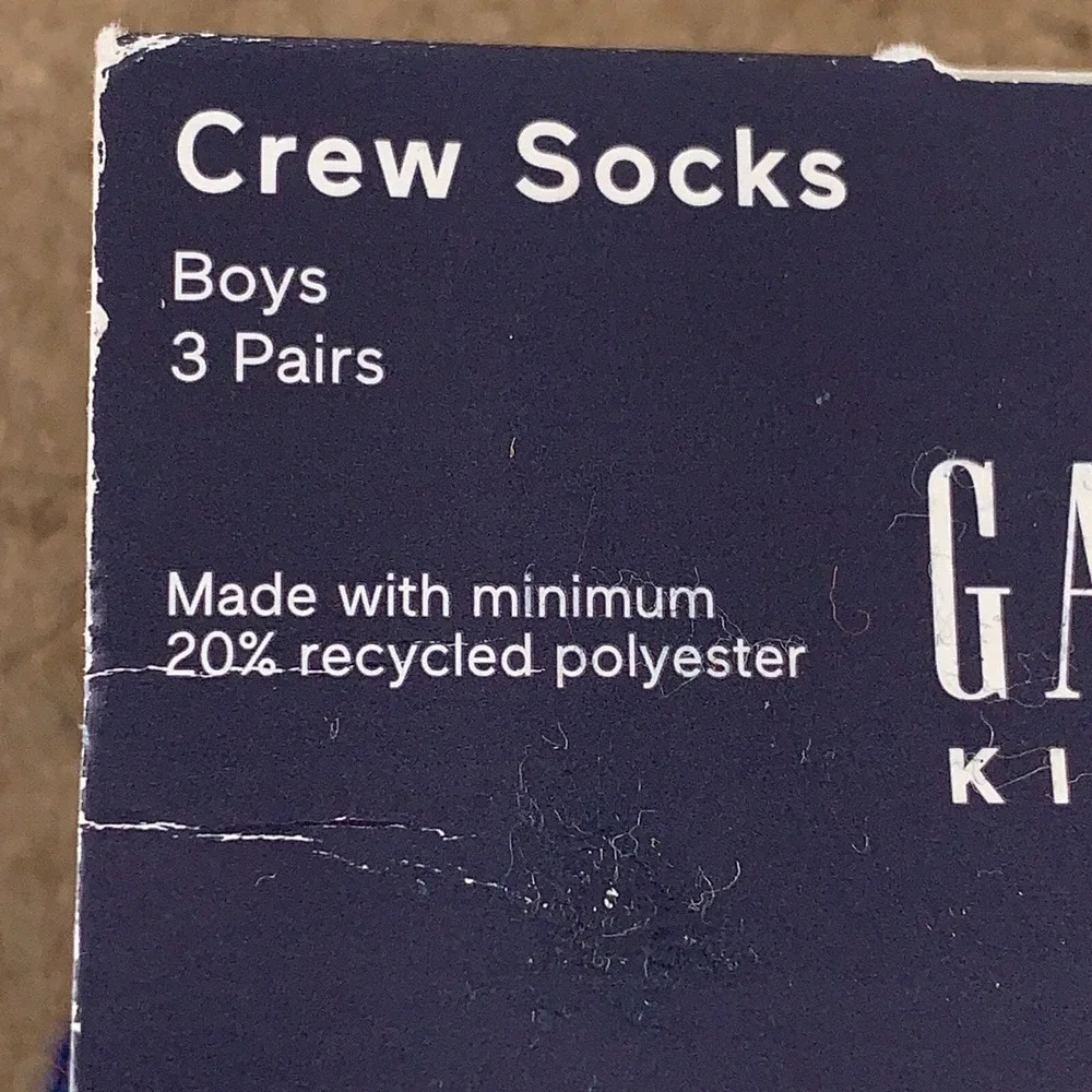 Gap Kids Boys Large Shoe Size 3-4 Navy Copper Surf Print 3 Pairs Crew Socks NWT